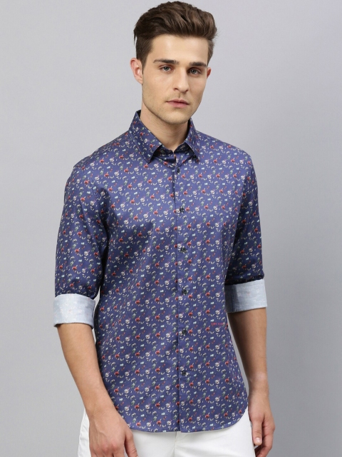 

RARE RABBIT Men Blue Regular Fit Printed Casual Shirt