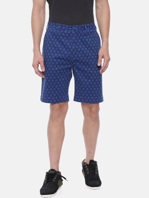

Breakbounce Men Blue Printed Slim Fit Regular Shorts