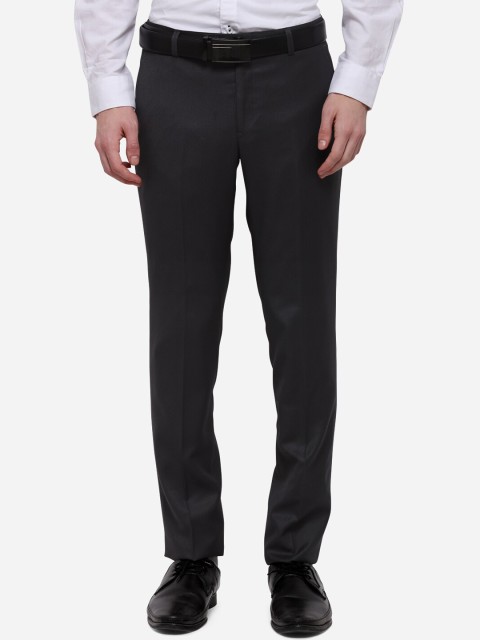 

METAL Men Grey Slim Fit Solid Formal Trousers