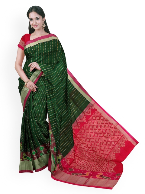 

APCO Green & Red Silk Cotton Woven Design Saree