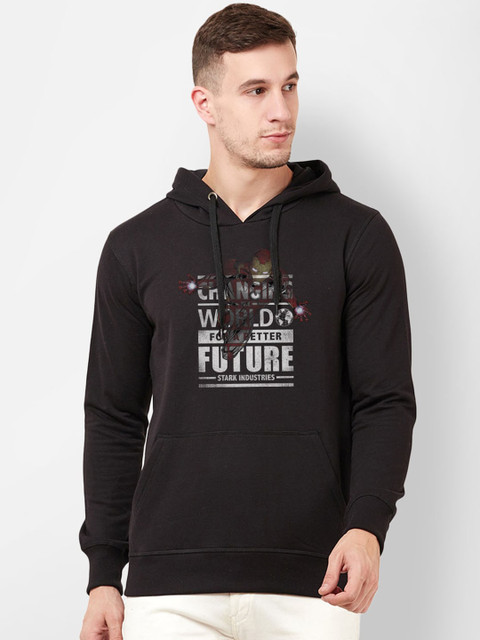 

Free Authority Men Black Iron Man Printed Hooded Sweatshirt