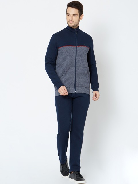 

Sweet Dreams Men Navy Blue & Grey Colourblocked Sleepwear Tracksuit