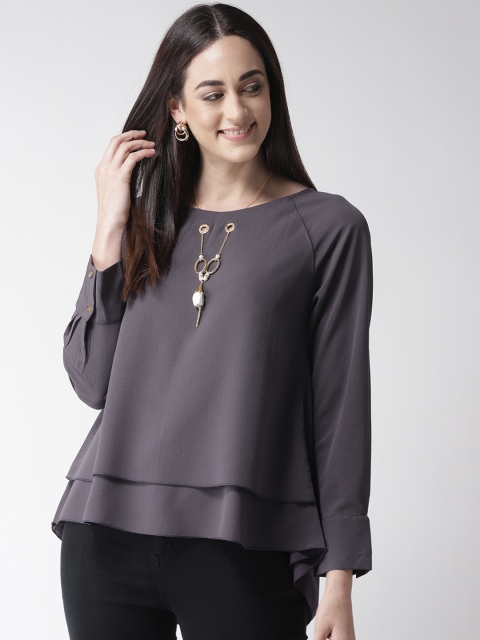 

plusS Women Grey Solid Top