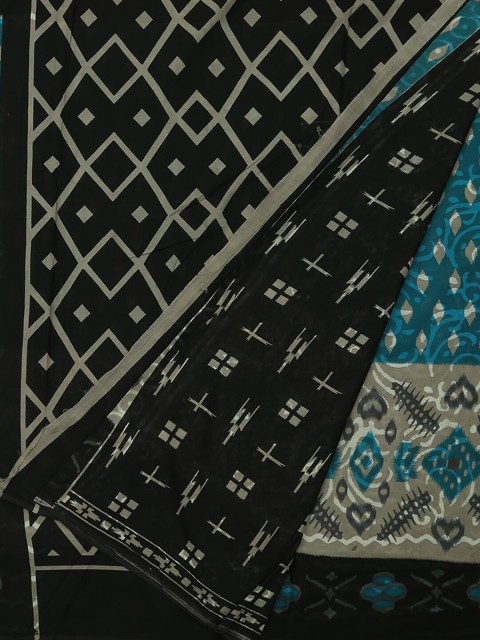 

Pothys Blue & Black Pure Cotton Woven Design Saree