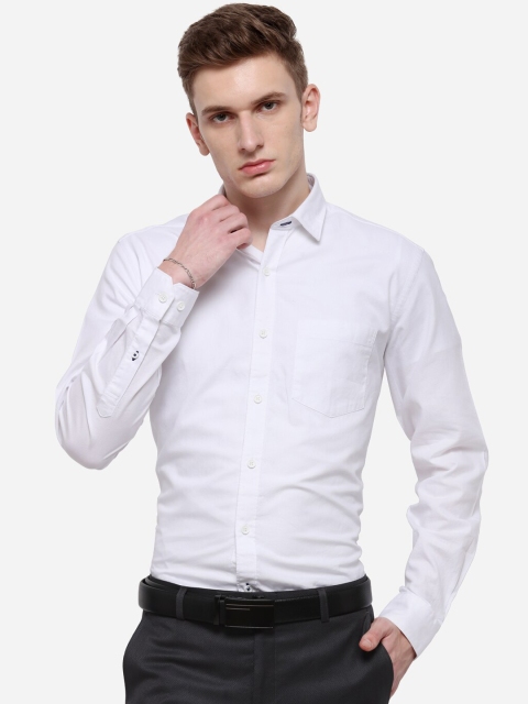 

Greenfibre Men White Slim Fit Solid Formal Shirt
