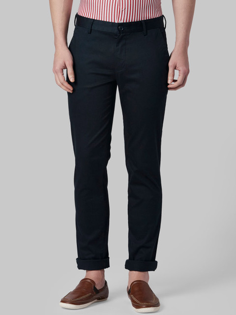 

Park Avenue Men Navy Blue Tapered Fit Solid Formal Trousers