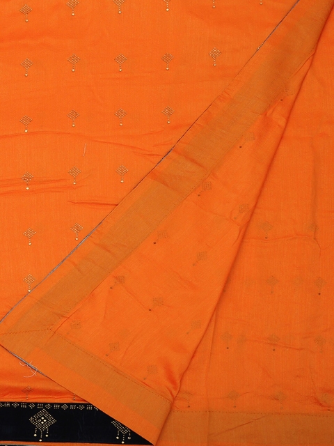 Pothys Orange Woven Design Jute Silk Saree