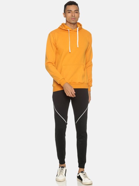

Campus Sutra Men Mustard Yellow & Black Solid Hooded Tracksuit
