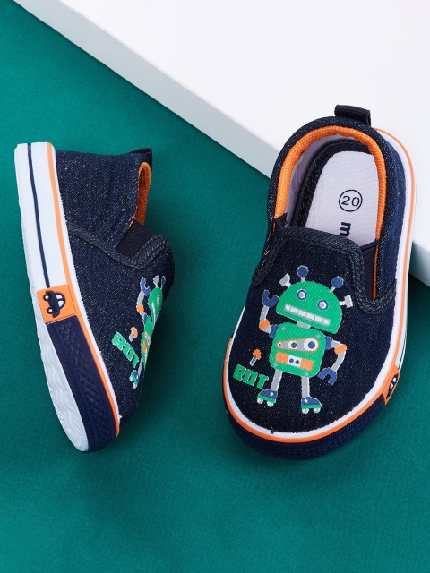 

max Boys Navy Blue Printed Slip-On Sneakers