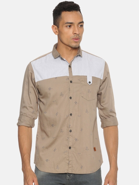 

Campus Sutra Men Beige Regular Fit Printed Casual Shirt
