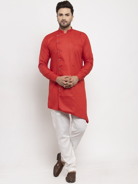 

Benstoke Men Red & White Solid Kurta with Pyjamas