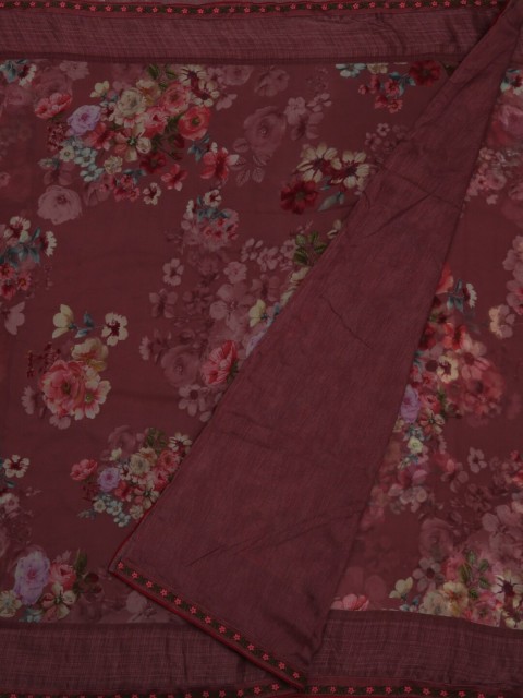 

Pothys Maroon Printed Jute Cotton Saree