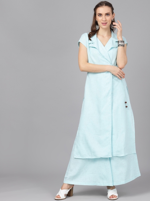 

AKS Women Blue Printed A-Line Kurta