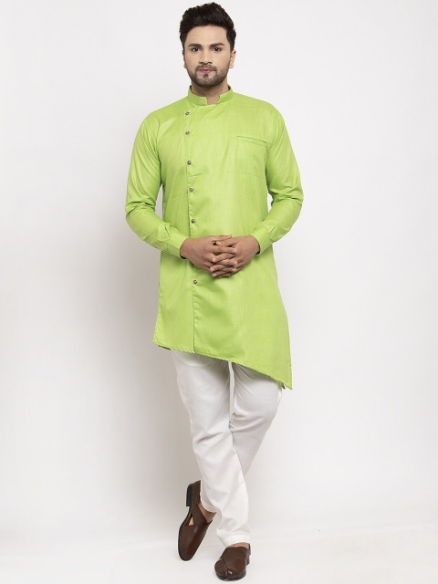 

Benstoke Men Green & White Solid Kurta with Pyjamas