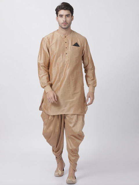 

VASTRAMAY Men Gold-Toned Solid Kurta with Dhoti Pants