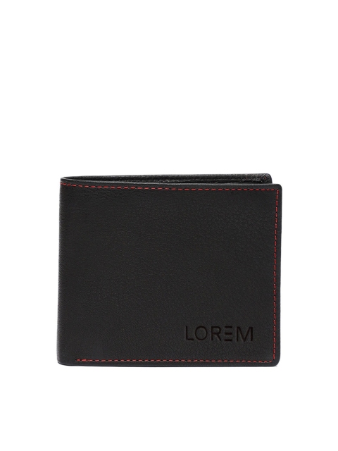 

LOREM Men Black Textured Two Fold Wallet