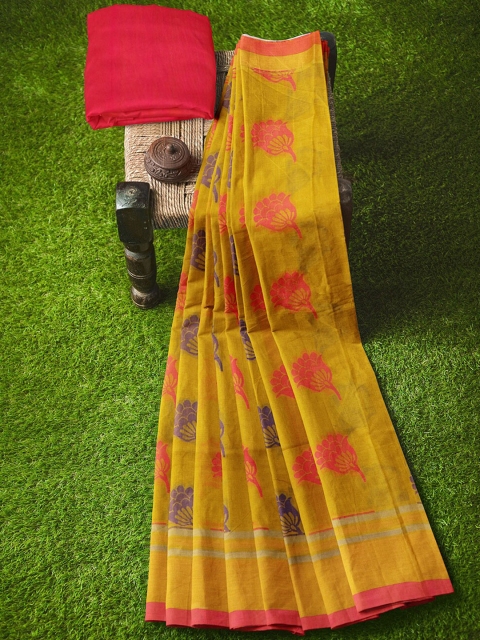 

APCO Yellow & Blue Silk Cotton Woven Design Sustainable Saree
