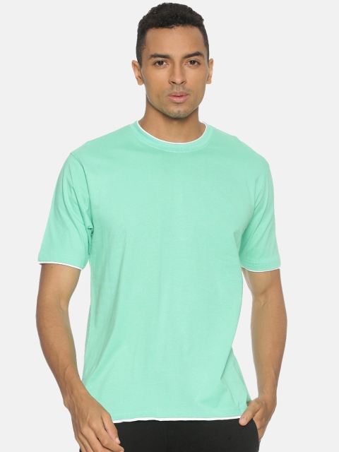 

Campus Sutra Men Sea Green Solid Round Neck T-shirt