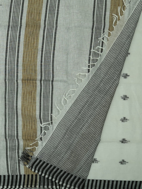 

Pothys White Woven Design Pure Linen Saree