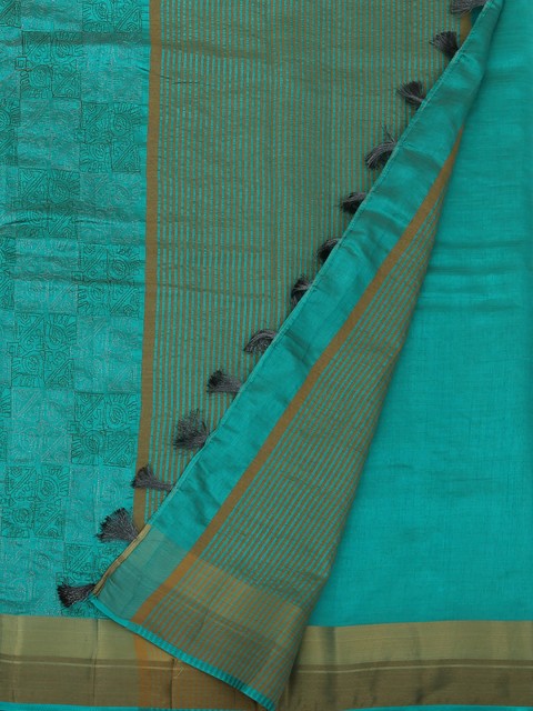 

Pothys Sea Green Woven Design Jute Silk Saree