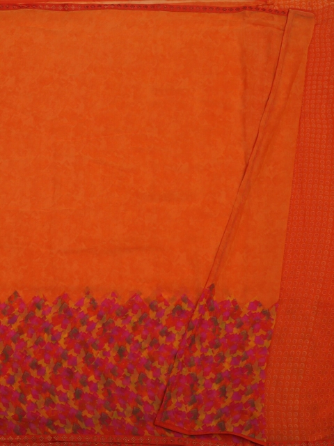 

Pothys Orange Printed Poly Chiffon Saree