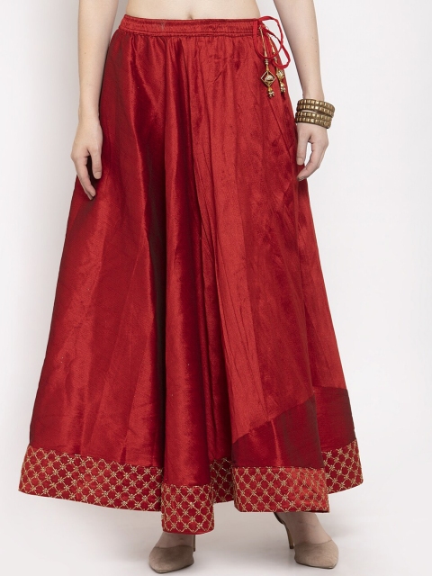 

Clora Creation Women Maroon Solid Flared Maxi Skirt