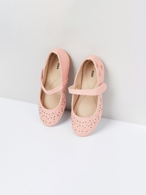 

max Girls Pink Textured PU Ballerinas
