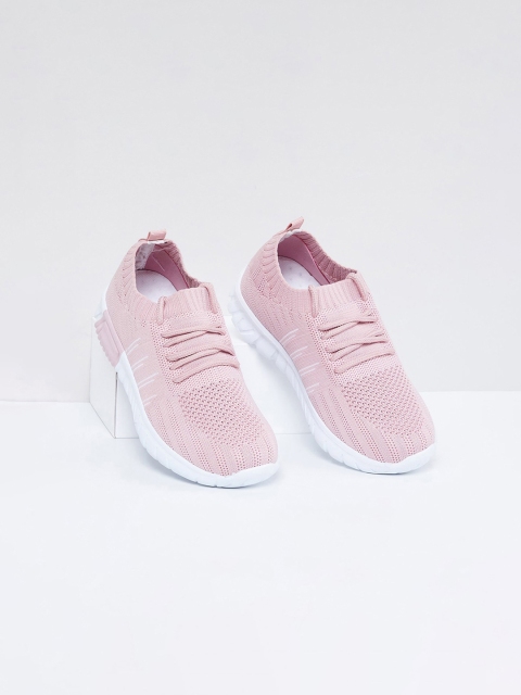 

max Girls Pink Textured Slip-On Sneakers