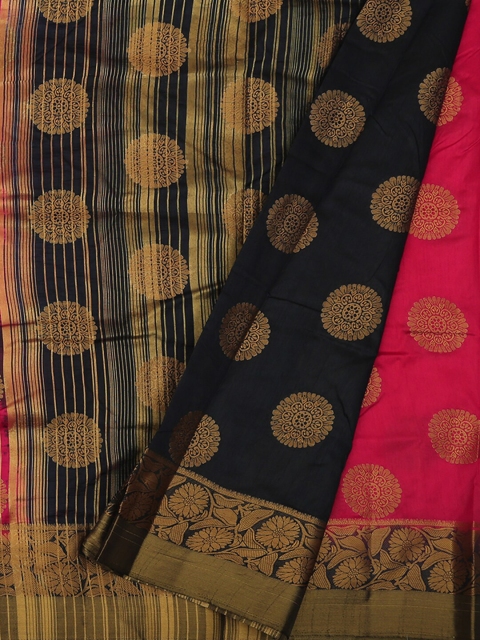 

Pothys Magenta & Black Jute Silk Woven Design Saree
