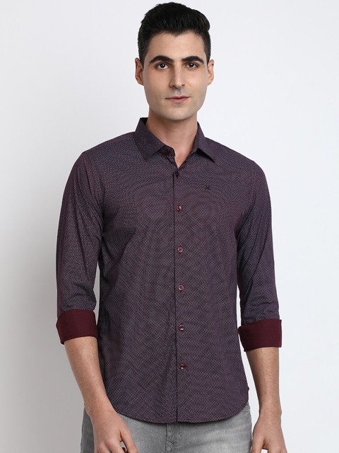 

TED HARBOR Men Purple Slim Fit Printed Casual Shirt