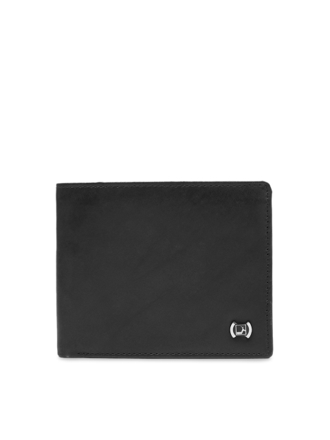 

Da Milano Men Black Solid Two Fold Leather Wallet