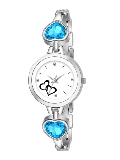 

VeBNoR Girls White & Silver-Toned Analogue Watch WT 146 BLUE