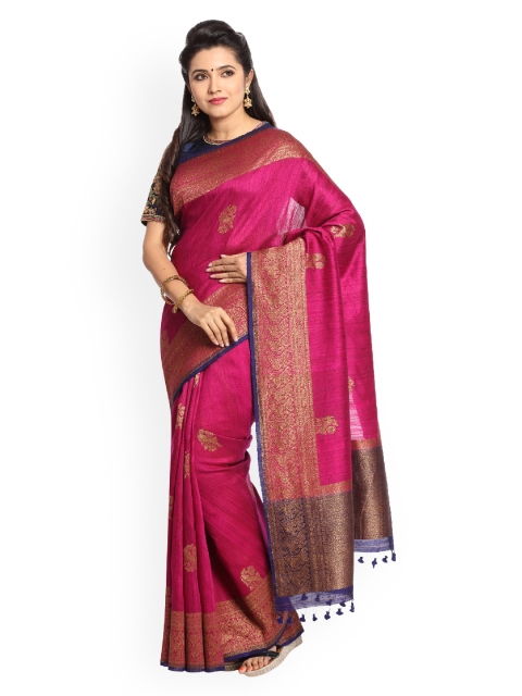 

Vijayalakshmi Silks Magenta & Navy Blue Pure Silk Woven Design Banarasi Saree