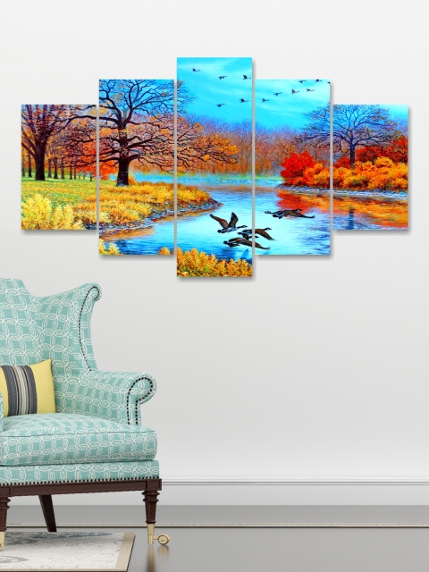 

Go Hooked 5-Panelled Blue & Orange Digital Printed Framed Wall Art