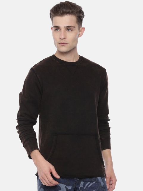 

Breakbounce Men Olive Brown Solid Sweatshirt
