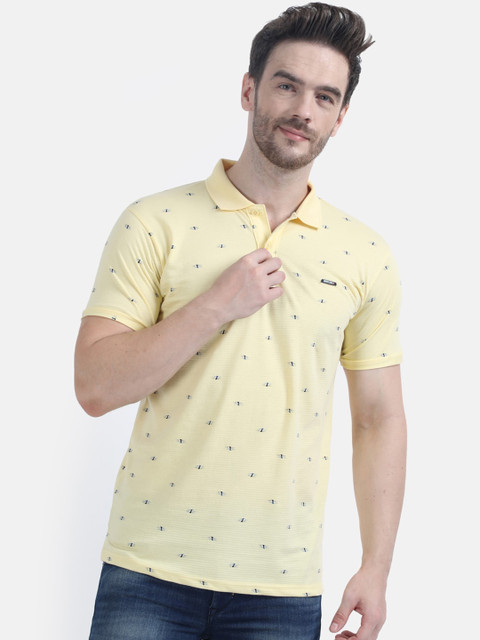 

Monte Carlo Men Yellow Printed Polo Collar T-shirt