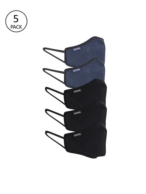 

one8 Select BY VIRAT KOHLI Unisex Pack of 5 Shield Reusable 4-Layered 3D Mesh Face Masks, Black