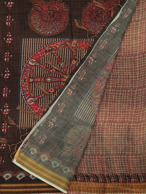 

Pothys Brown Printed Linen Cotton Saree