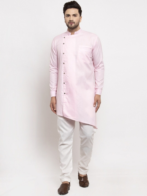 

Benstoke Men Pastel Pink & White Solid Kurta with Pyjamas