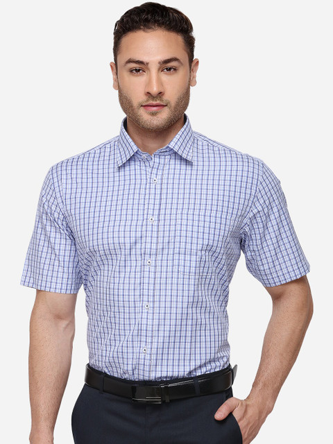 

Greenfibre Men Blue Regular Fit Checked Formal Shirt