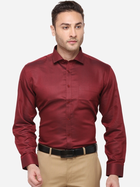 

Greenfibre Men Maroon Regular Fit Solid Party Shirt