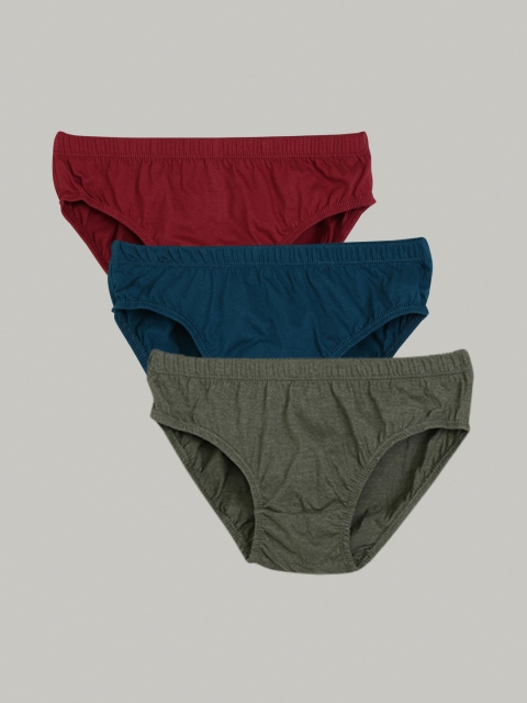 

max Boys Pack Of 3 Solid Basic Briefs S19FIN18, Maroon