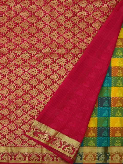 

Pothys Multicoloured Checked Art Silk Saree, Multi
