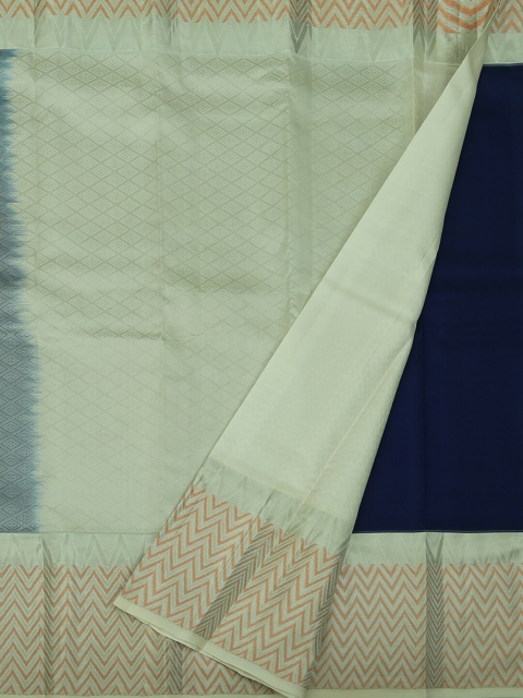 

Pothys Navy Blue & Taupe Pure Silk Solid Vasundra Pattu Saree