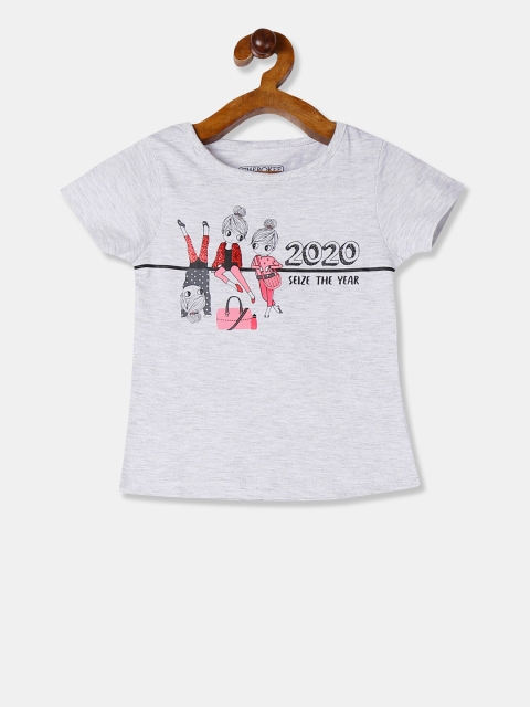

Cherokee Girls Grey Printed Round Neck T-shirt