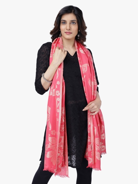 

Scarves & Glitters Women Pink & Beige Floral Printed Scarf