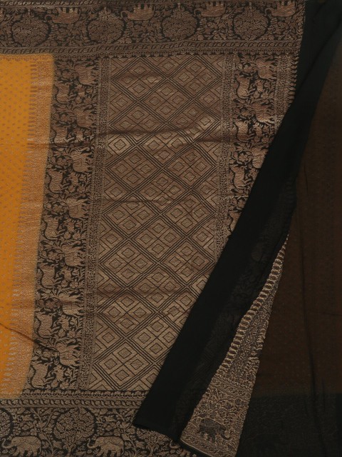 

Pothys Yellow & Gold-Toned Pure Georgette Woven Design Saree