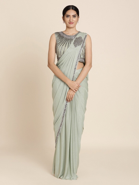 

Koskii Olive Green Embellished Viscose Rayon Saree