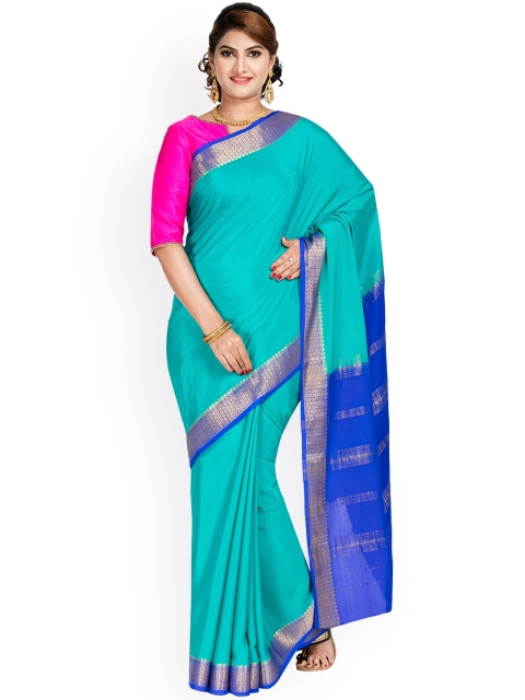 

Vijayalakshmi Silks Blue Pure Silk Solid Mysore Silk Saree