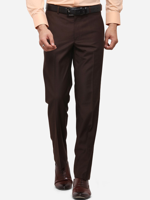 

METAL Men Coffee Brown Slim Fit Solid Formal Trousers